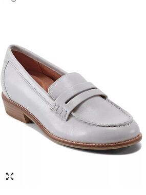 Women's Elisea Round Toe Casual Loafers Women's Grey Leather Penny Loafers Sz 9